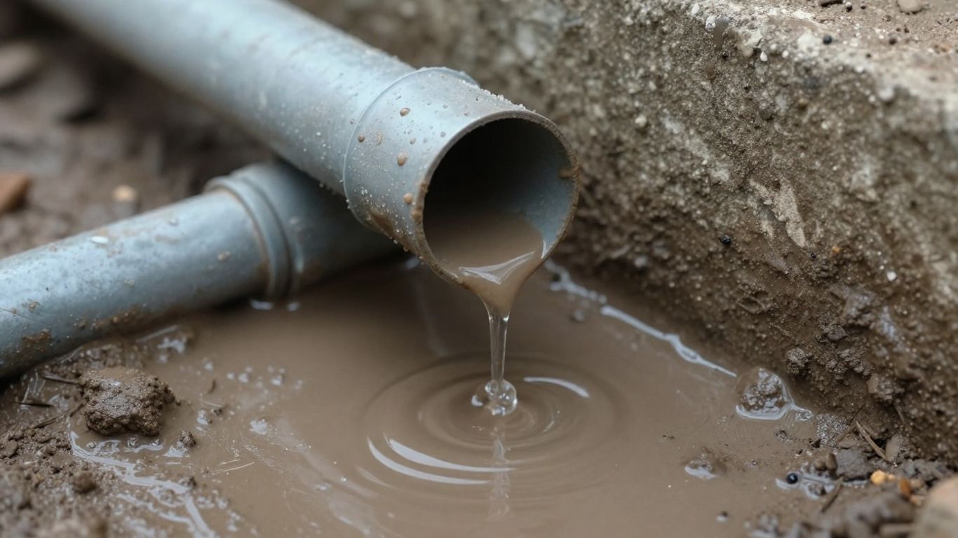 Rainwater system installation with water damage.