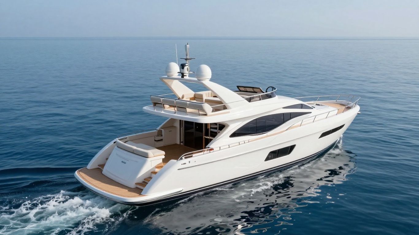 Luxury 40m yacht sailing on a clear blue ocean.