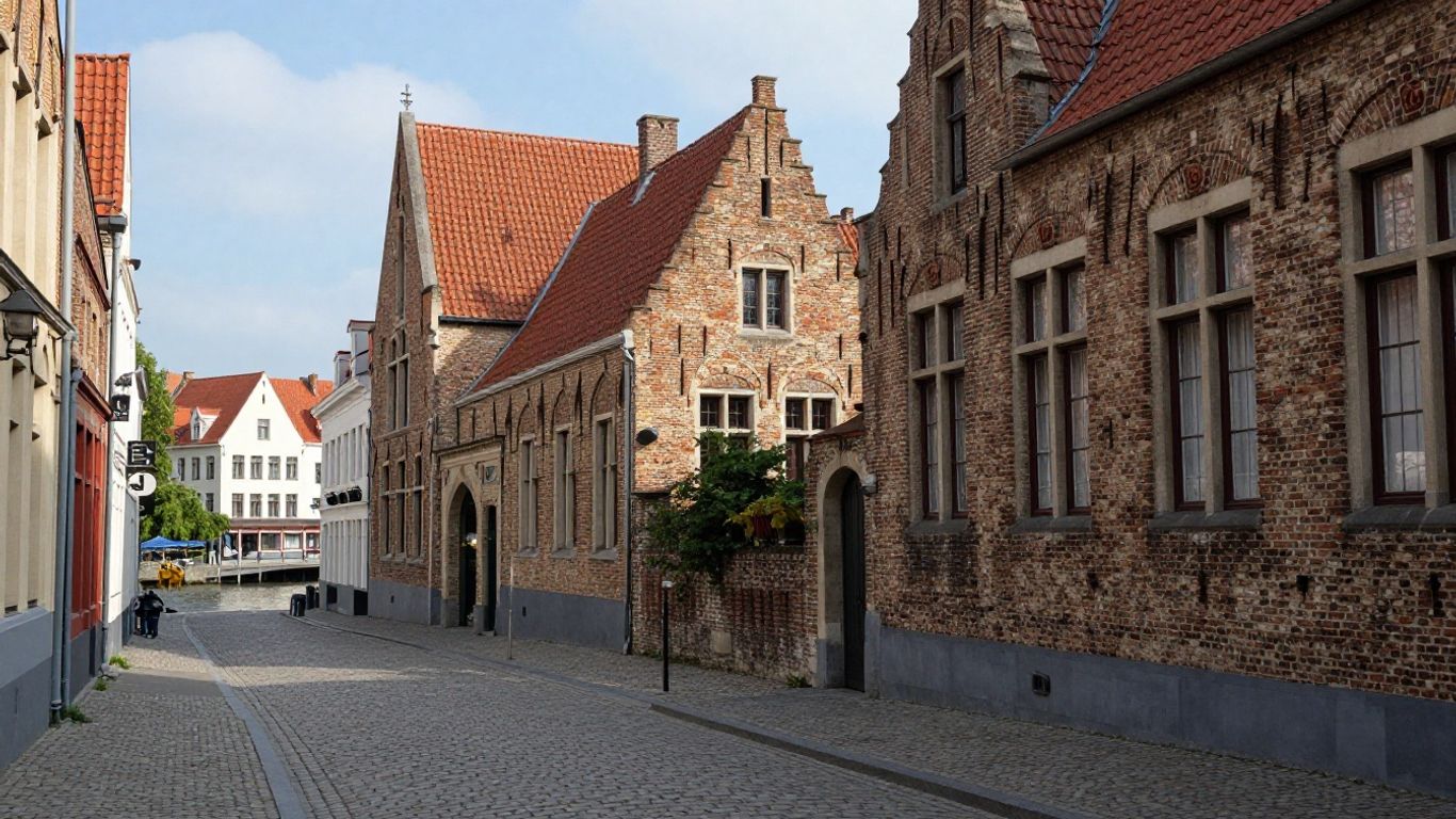 Historische straat in Maastricht met oude gebouwen en kasseien.