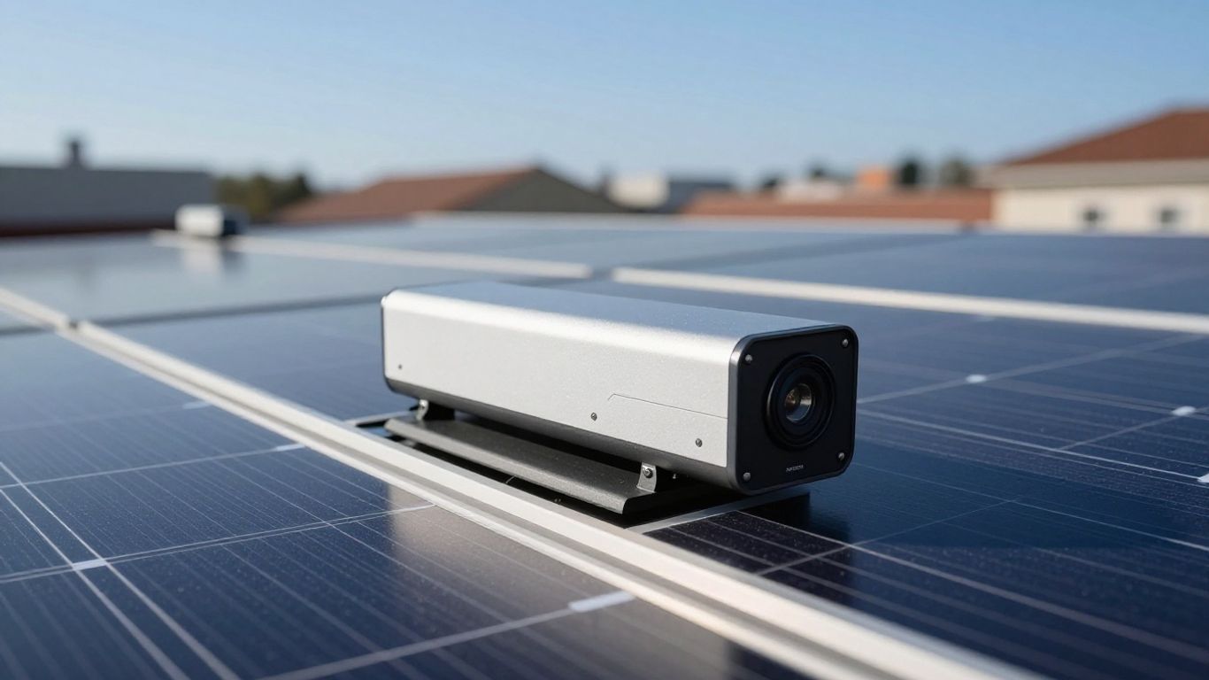 Micro onduleur fixé sur un panneau solaire.
