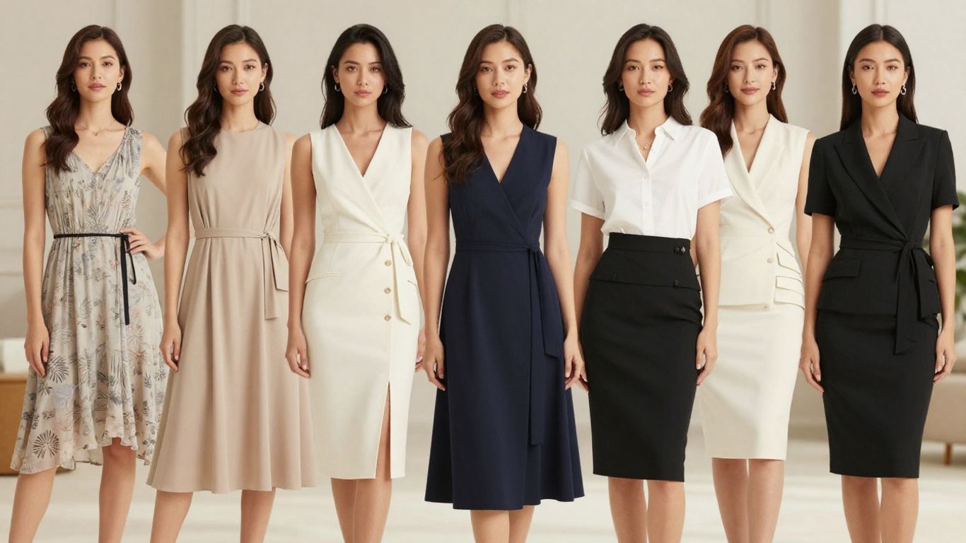 Des femmes dans différentes robes trapèze pour diverses occasions.