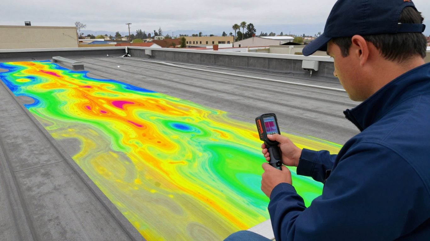 Thermal imaging of commercial roof inspection