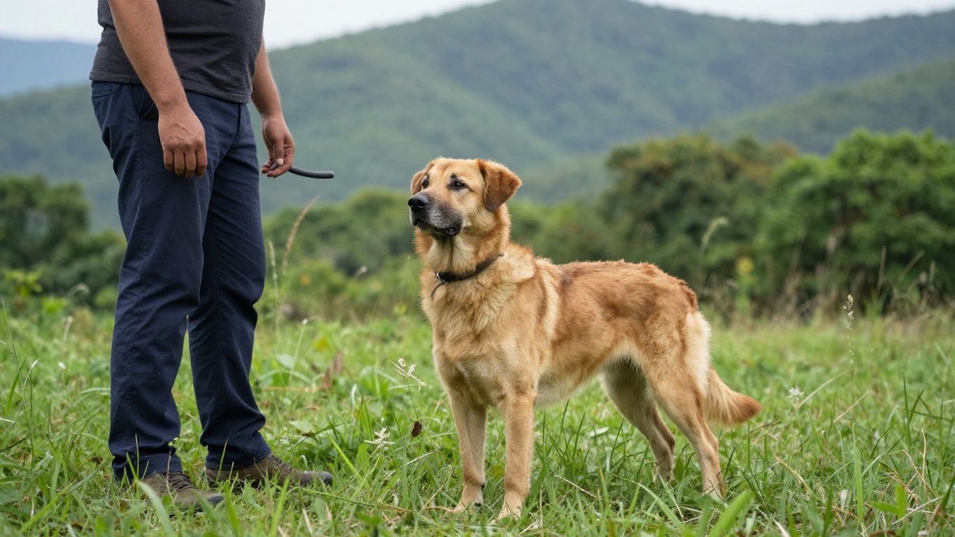 Dog handler training a dog outdoors in Tennessee.