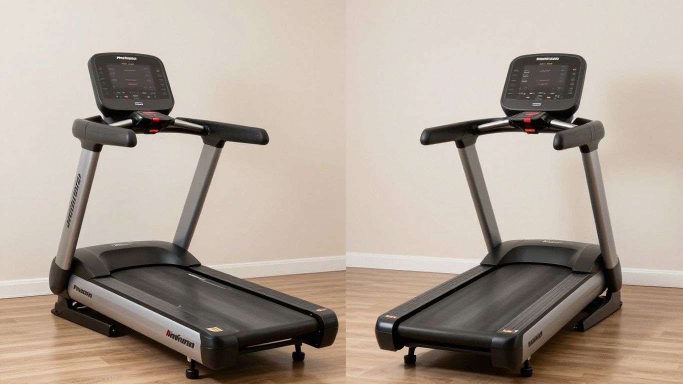 ProForm and NordicTrack treadmills in a home gym.