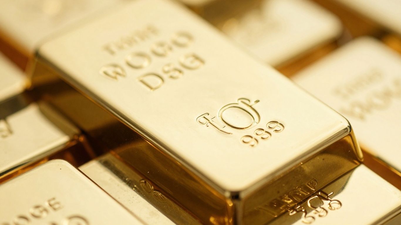 Shiny gold ingot with luminous reflections.