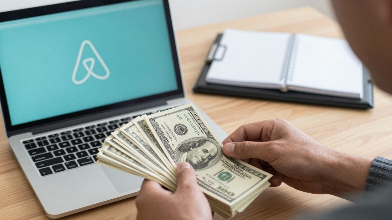 Airbnb business money and laptop
