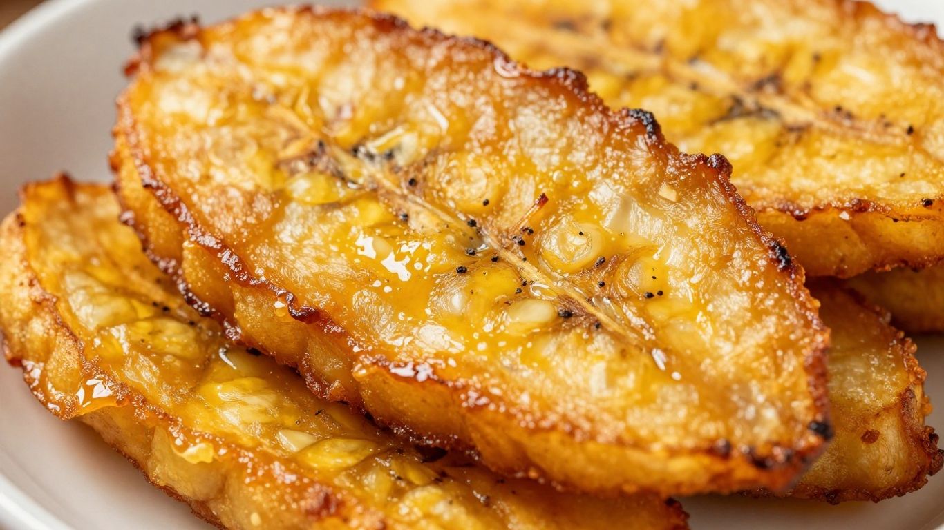 Golden fried plantain, a key component of Bandeja Paisa.