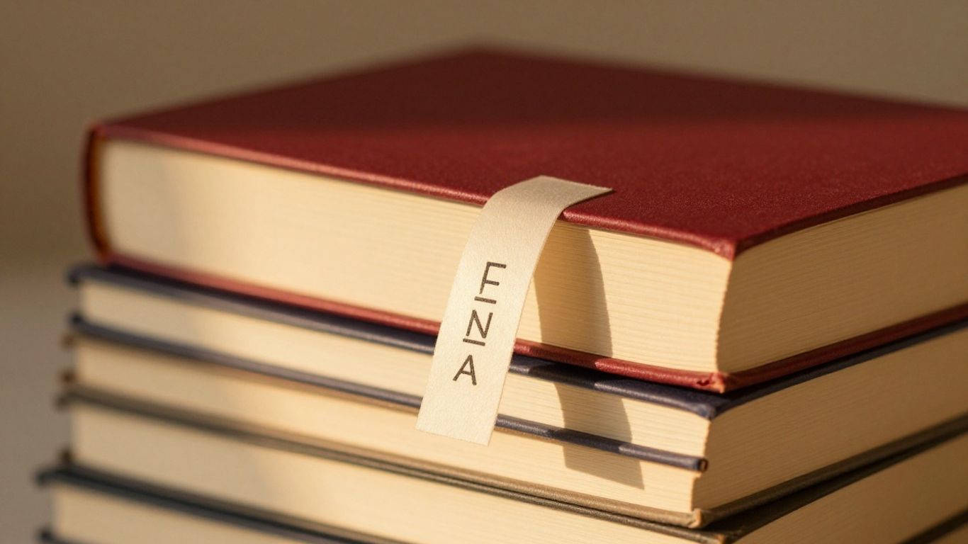Cozy book stack with warm lighting and rich colors.