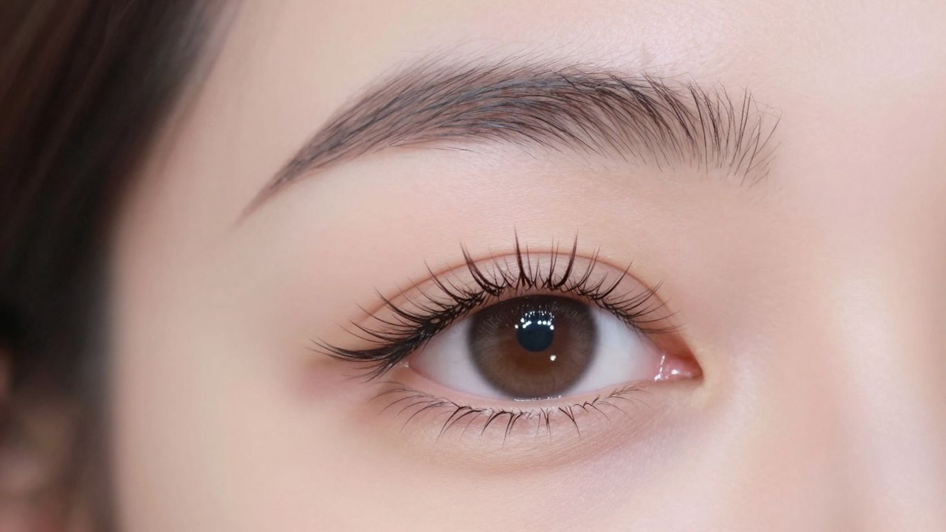 Woman's eye with DIY eyelash extensions