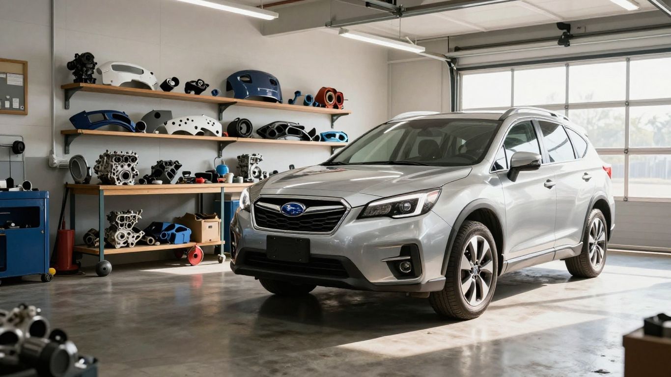 Subaru Tribeca parts in a Brisbane garage.