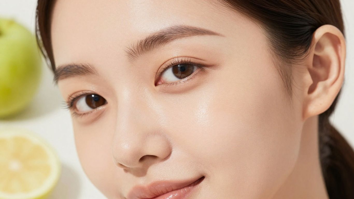 Woman with clear, glowing skin and healthy complexion.