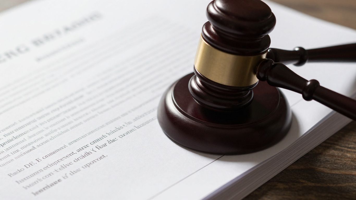 Gavel on insurance policy and legal documents