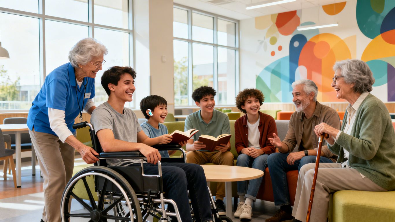 People connecting and participating in a community setting.