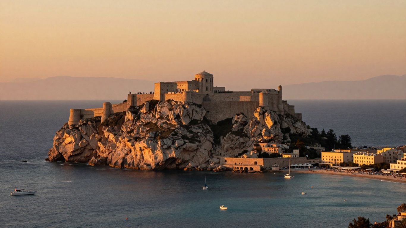 Bonifacio cliffs glowing above turquoise sea