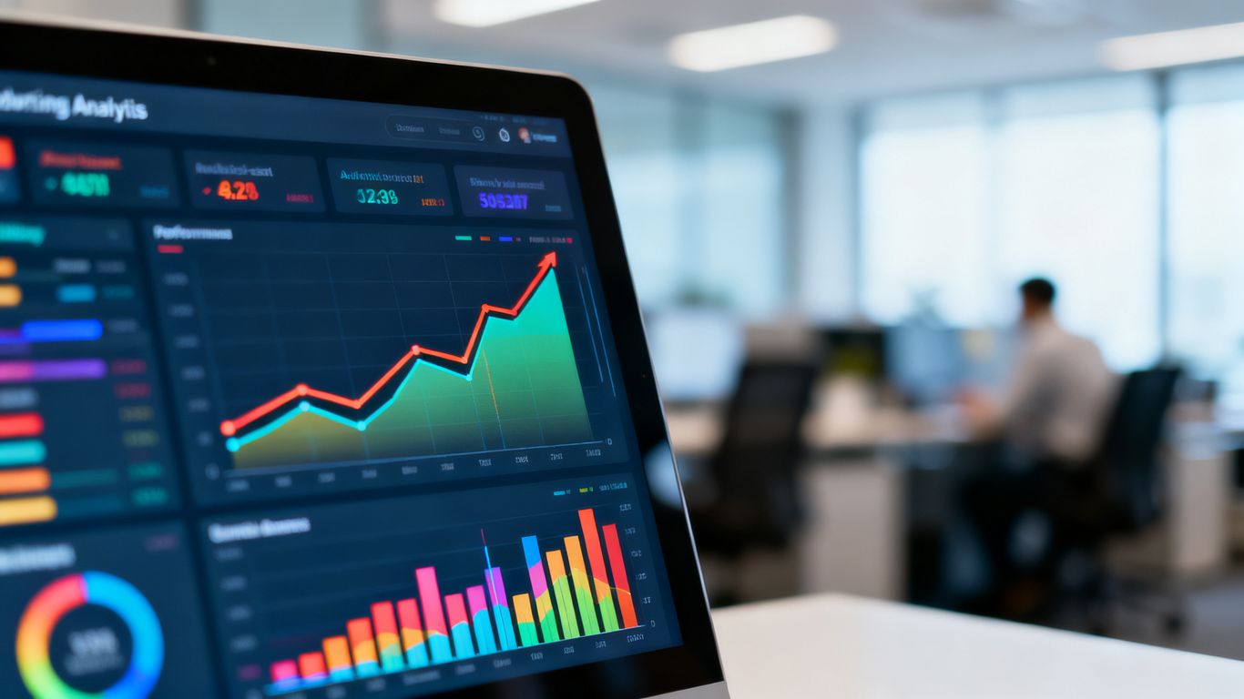 Close up of digital advertising analytics dashboard