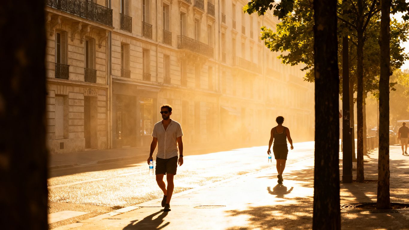 Rue urbaine sous une chaleur intense en été