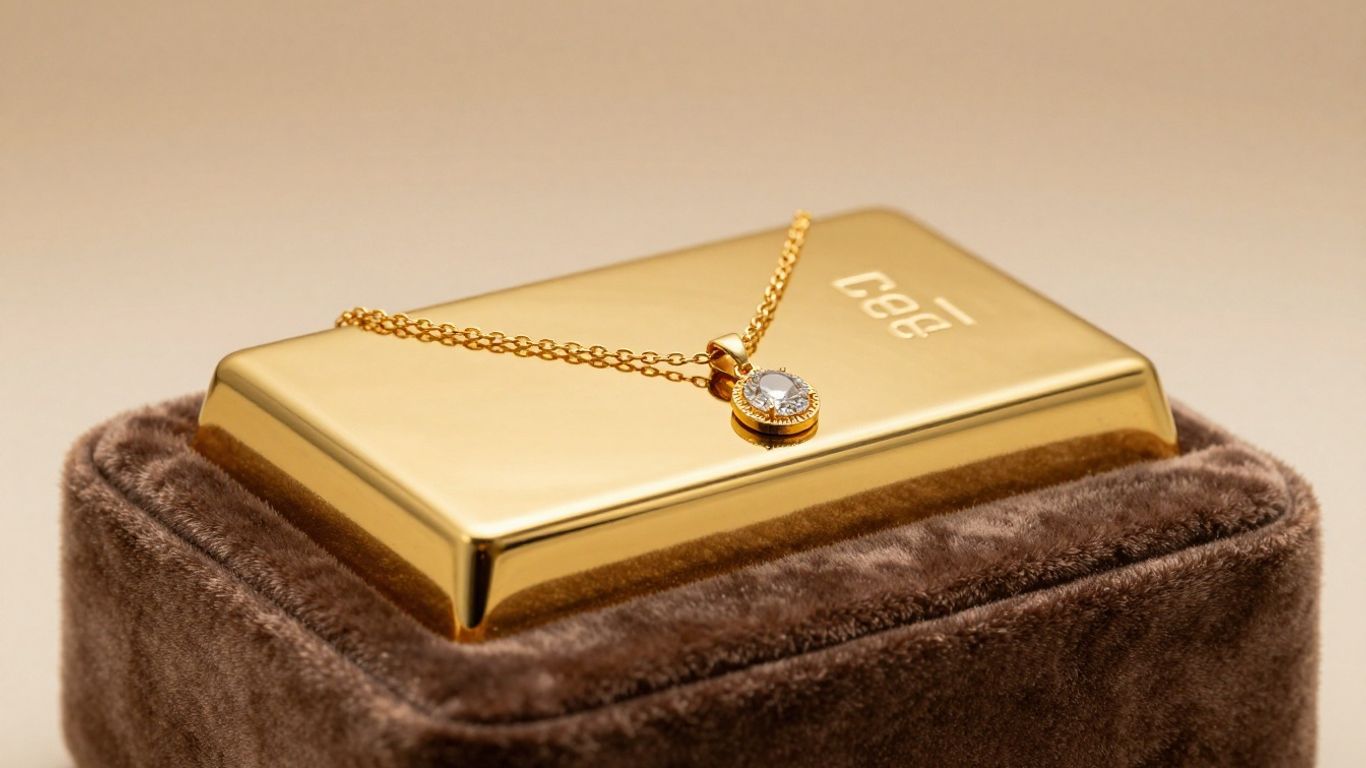 Barre d'or et collier, cadeau de luxe