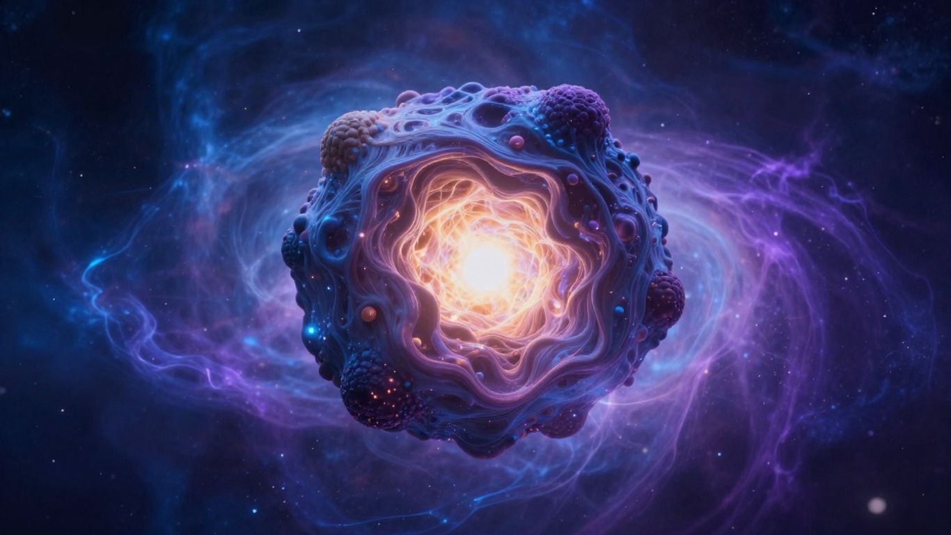 Glowing pineal gland in cosmic background