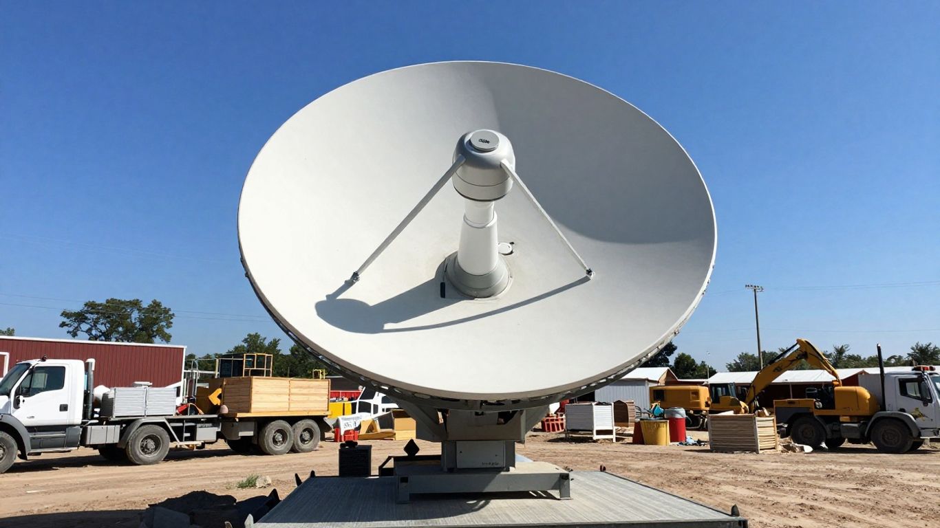Starlink internet dish on construction site in Williamson County.