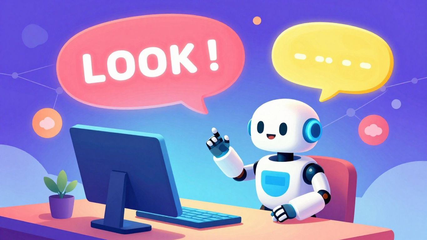 Conversational AI chat interface with friendly robot.