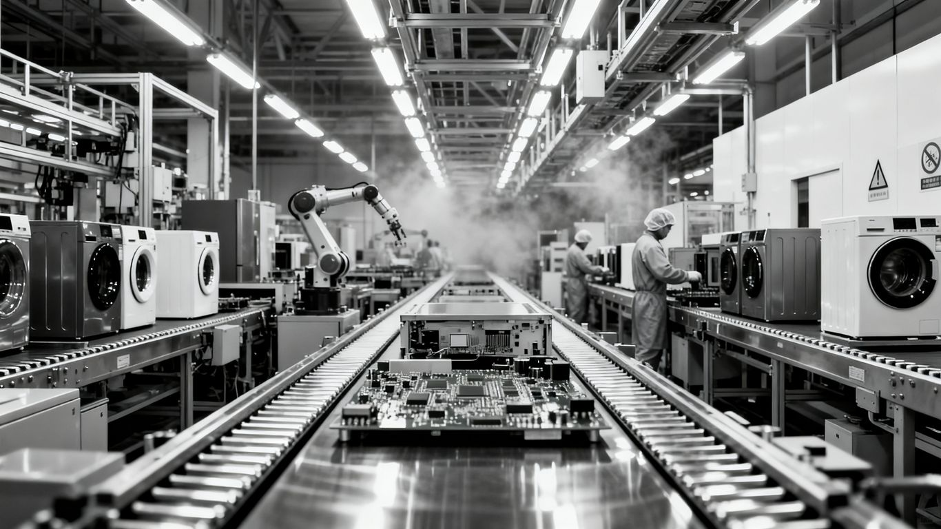 A sprawling industrial manufacturing facility in China producing electronics
