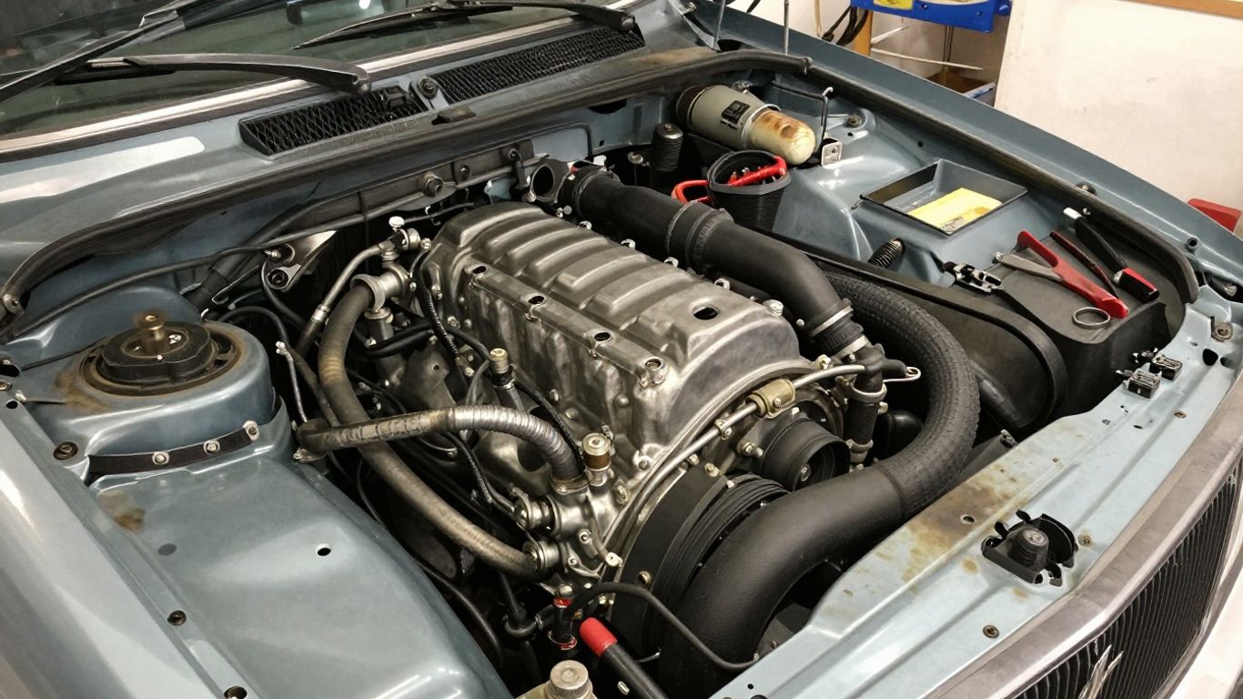 Redblock engine bay with restoration tools