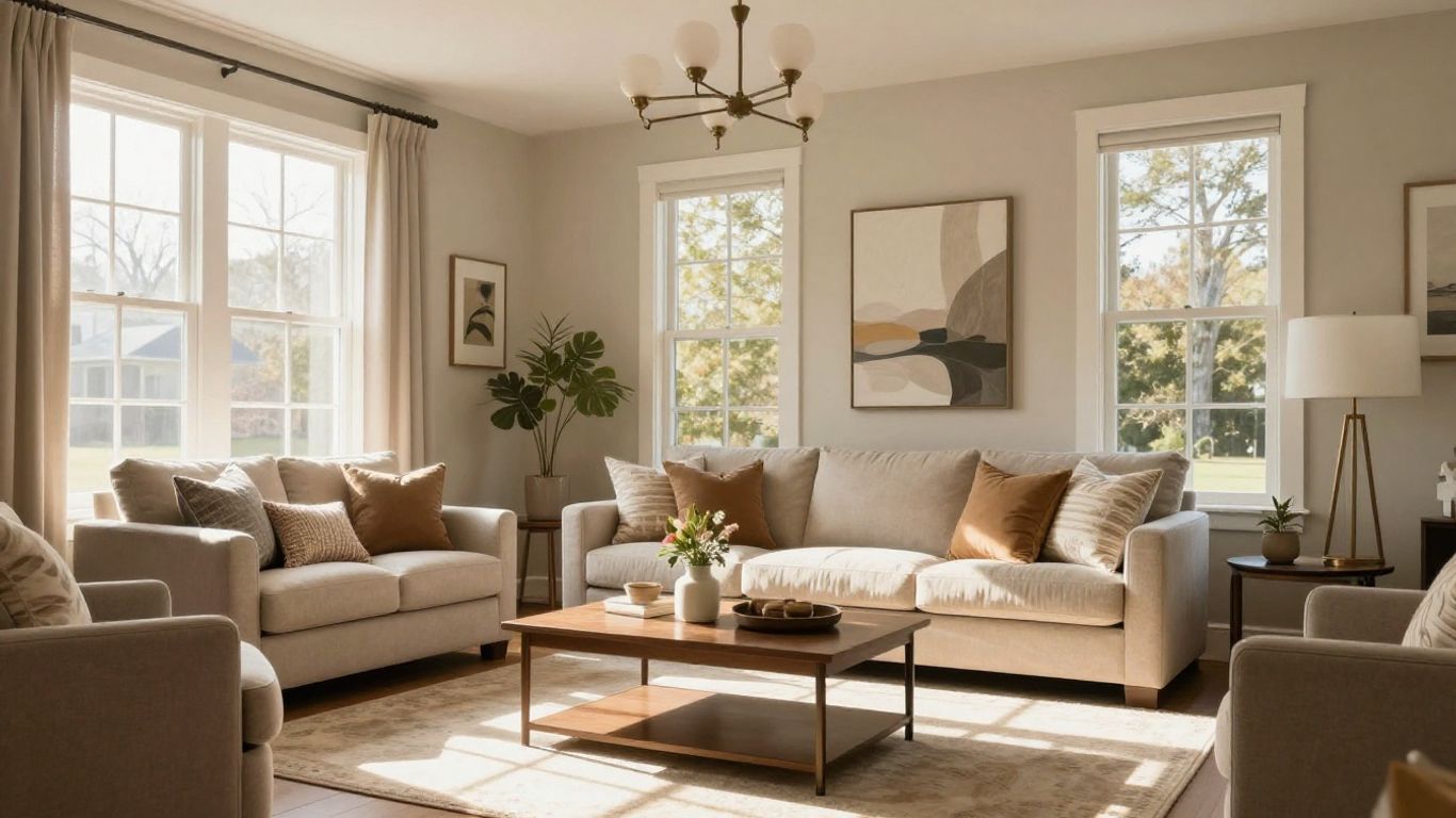 Modern living room renovation in Dacula, Georgia.