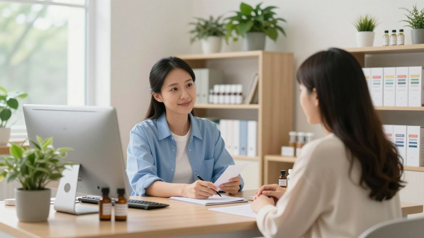 Homeopathy clinic consultation with natural remedies.