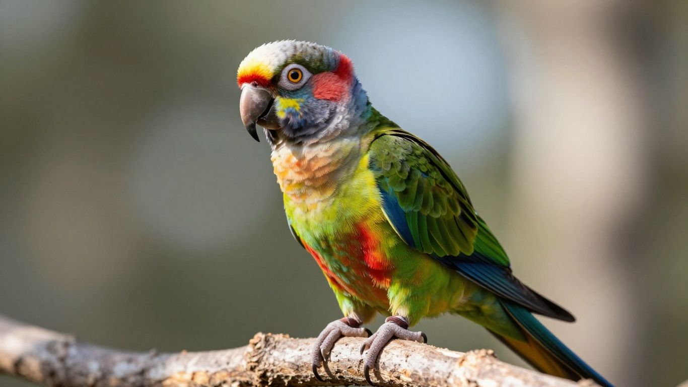 Gesunder Papagei auf Ast in sauberer Umgebung