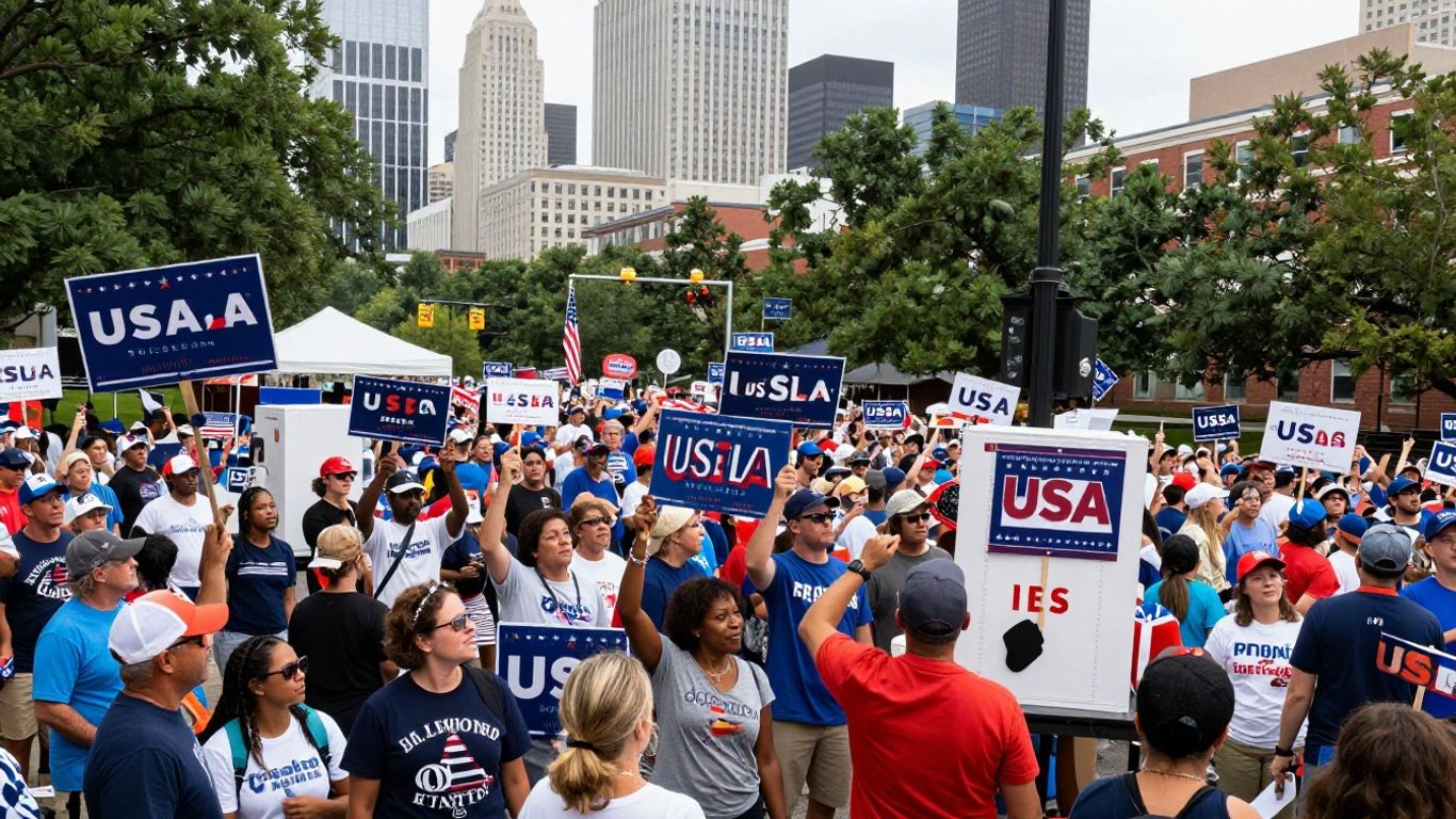 Votantes y mítines políticos en elecciones de EE.UU.