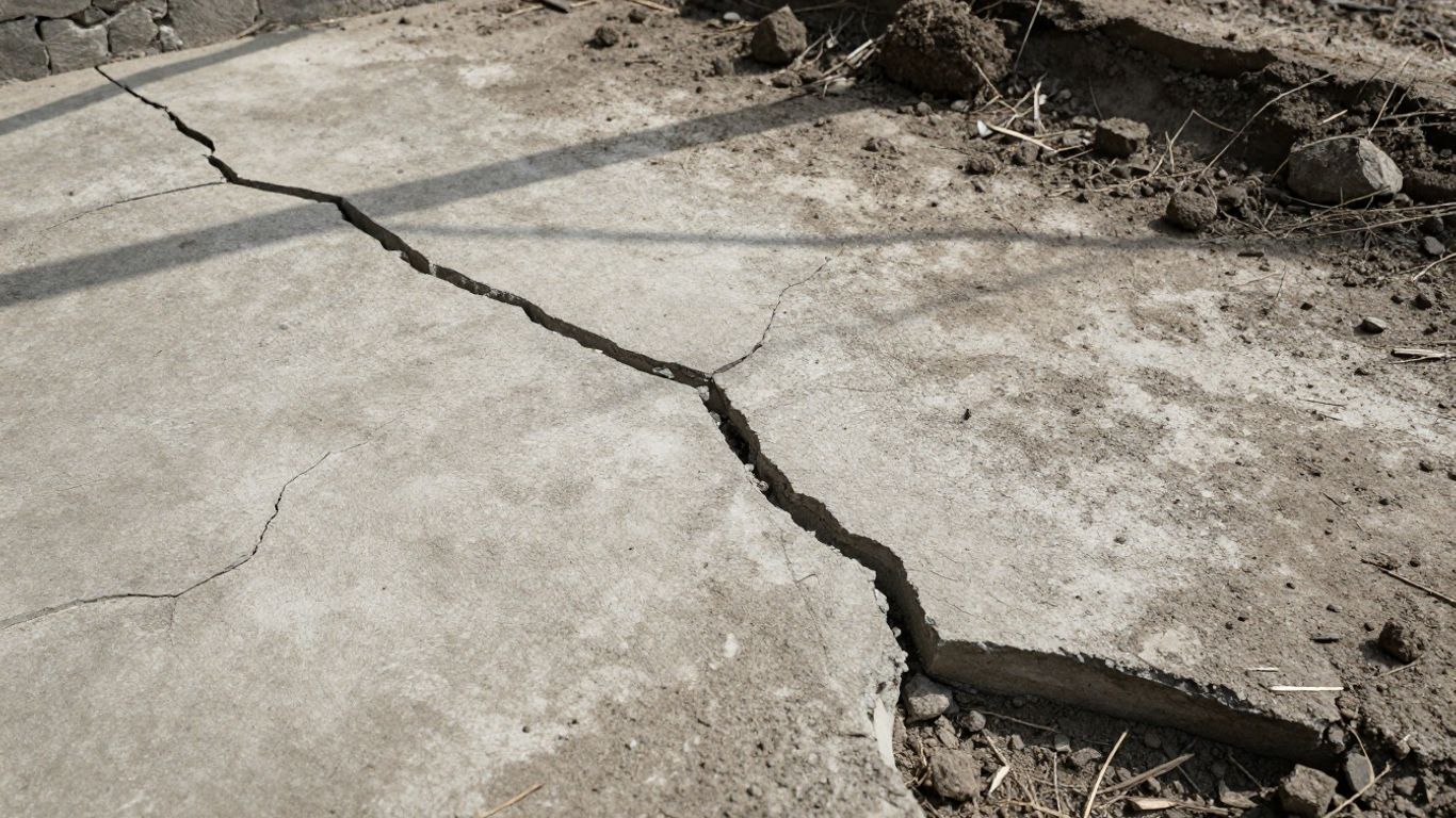 Cracked foundation of an old house