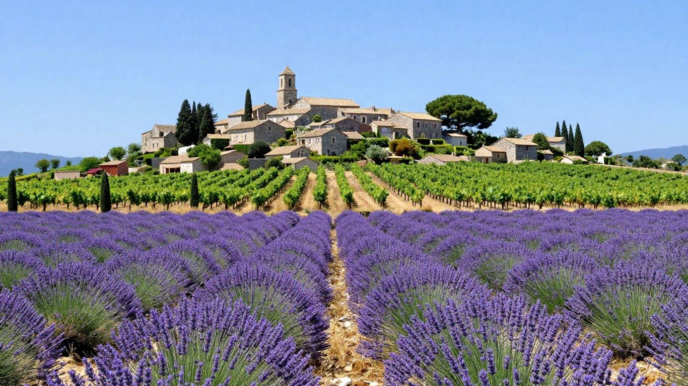 Lavender fields and stone village in Provence