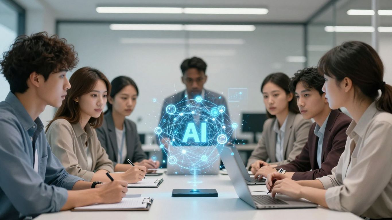 Team building a connected AI system for business.