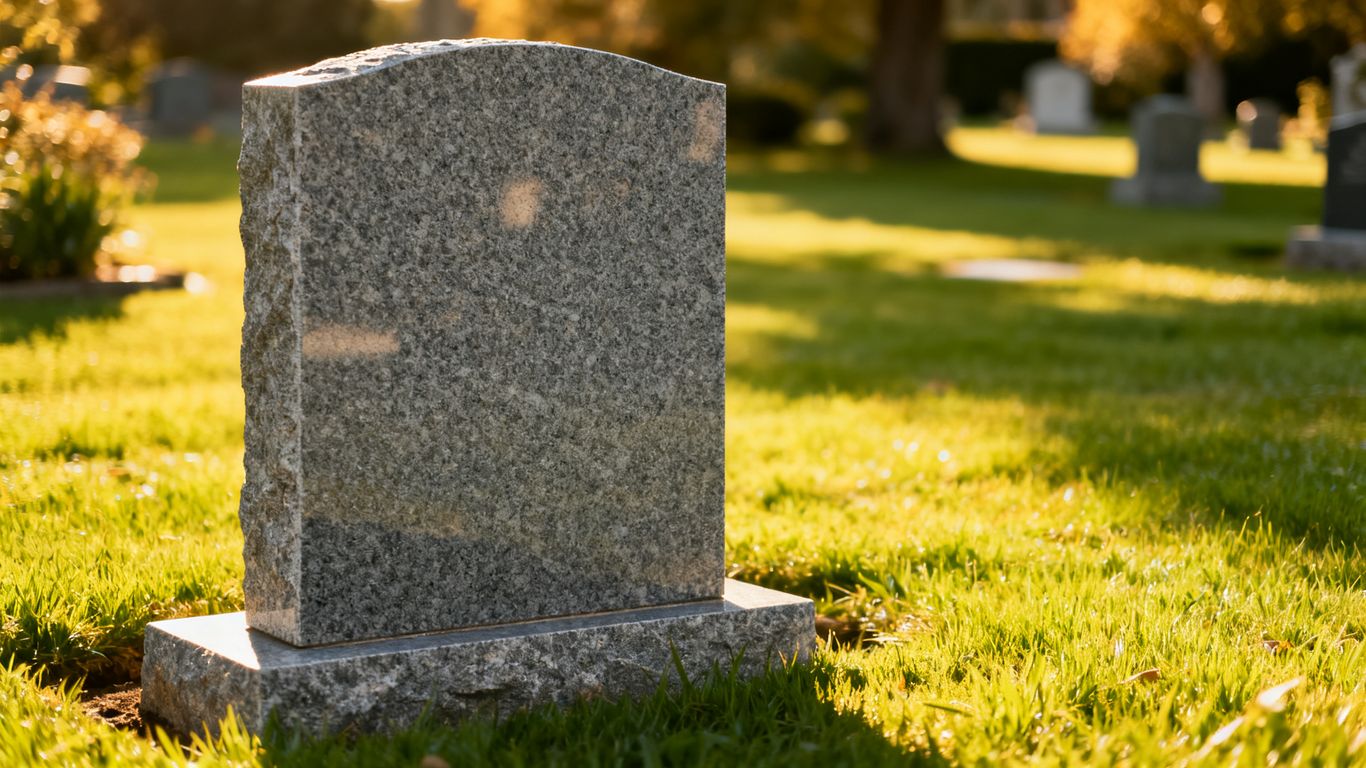 Granite memorial standing in green field
