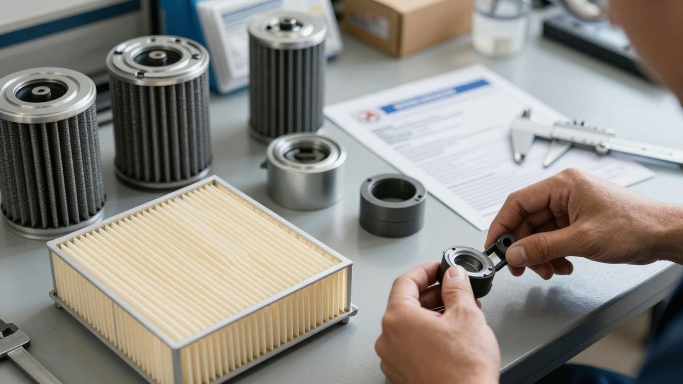 Mechanic comparing Volvo air filter sizes
