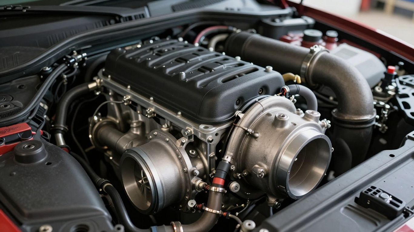 Audi turbocharger assembly in an engine bay