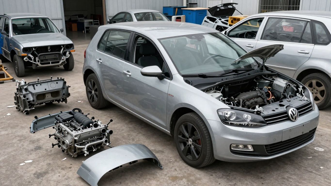 Volkswagen car parts at a Sydney wrecking yard.