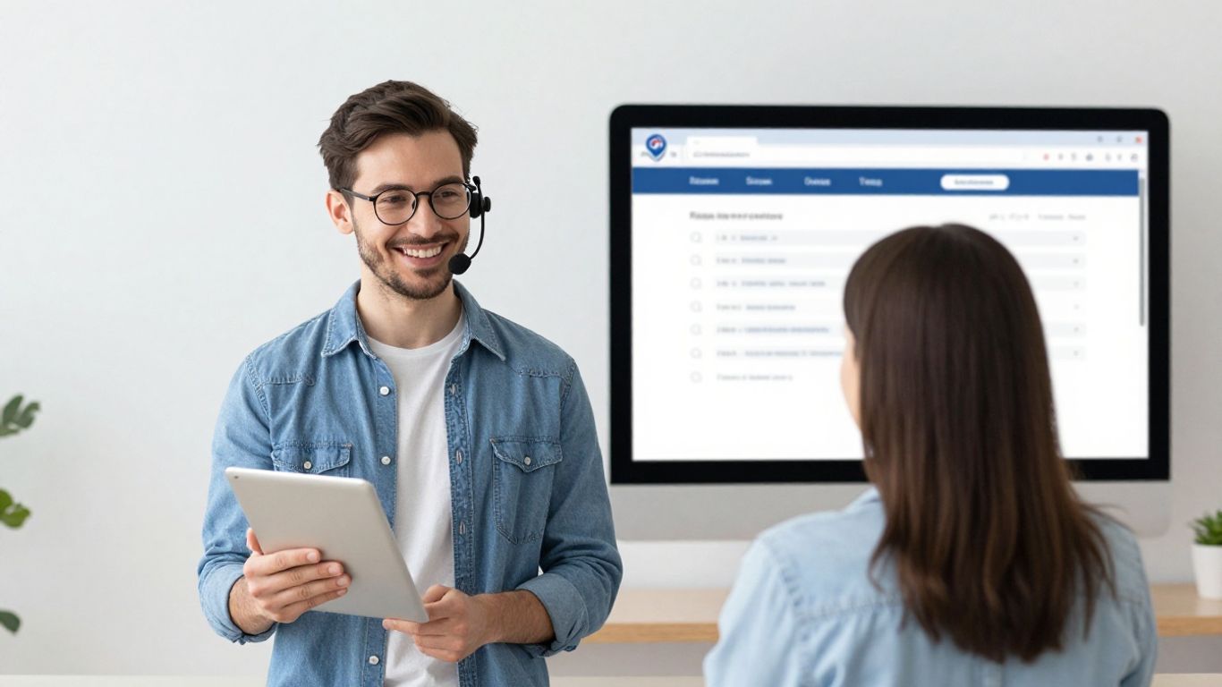 Customer support options: live agent and self-service digital interface.