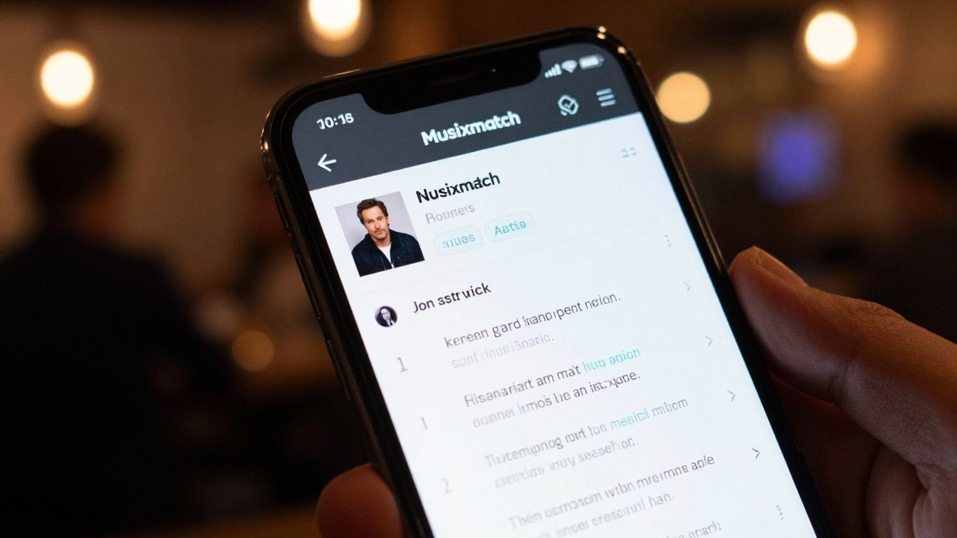 Tela de celular com o aplicativo Musixmatch aberto.