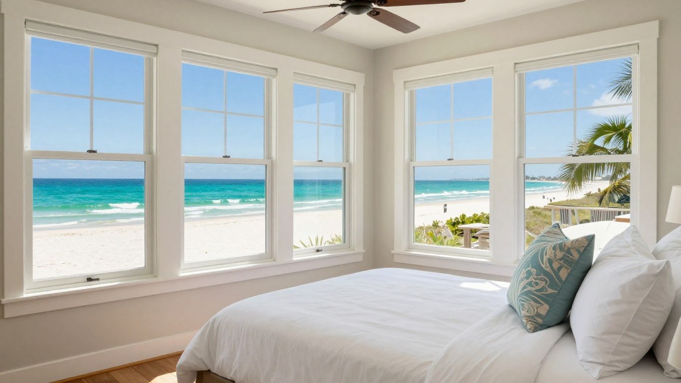 Panama City Beach Airbnb interior with ocean view.