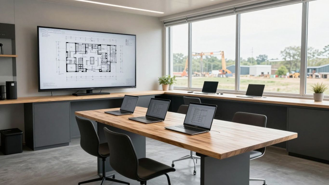 Modern workstation set up on a construction job site