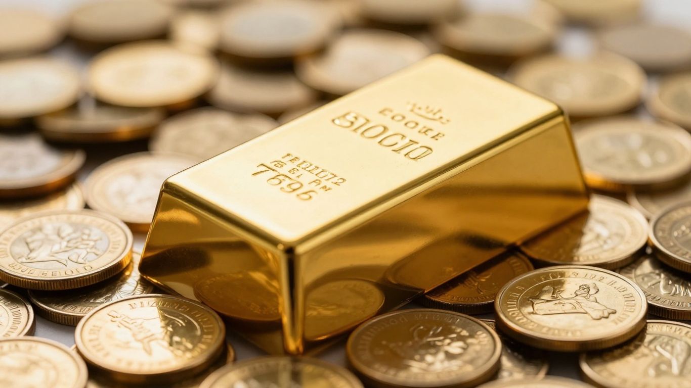 سبائك وعملات ذهبية لامعة