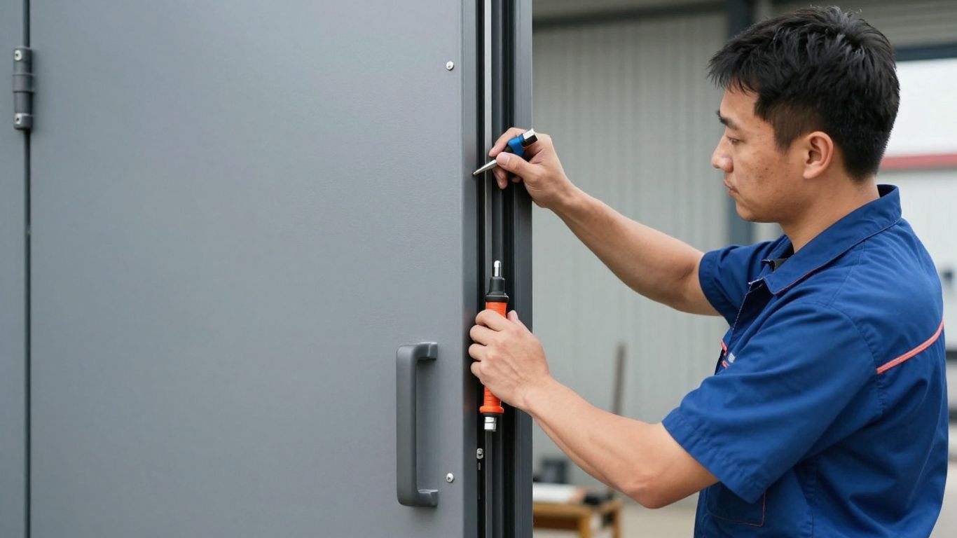 Commercial door installation in the Midlands.