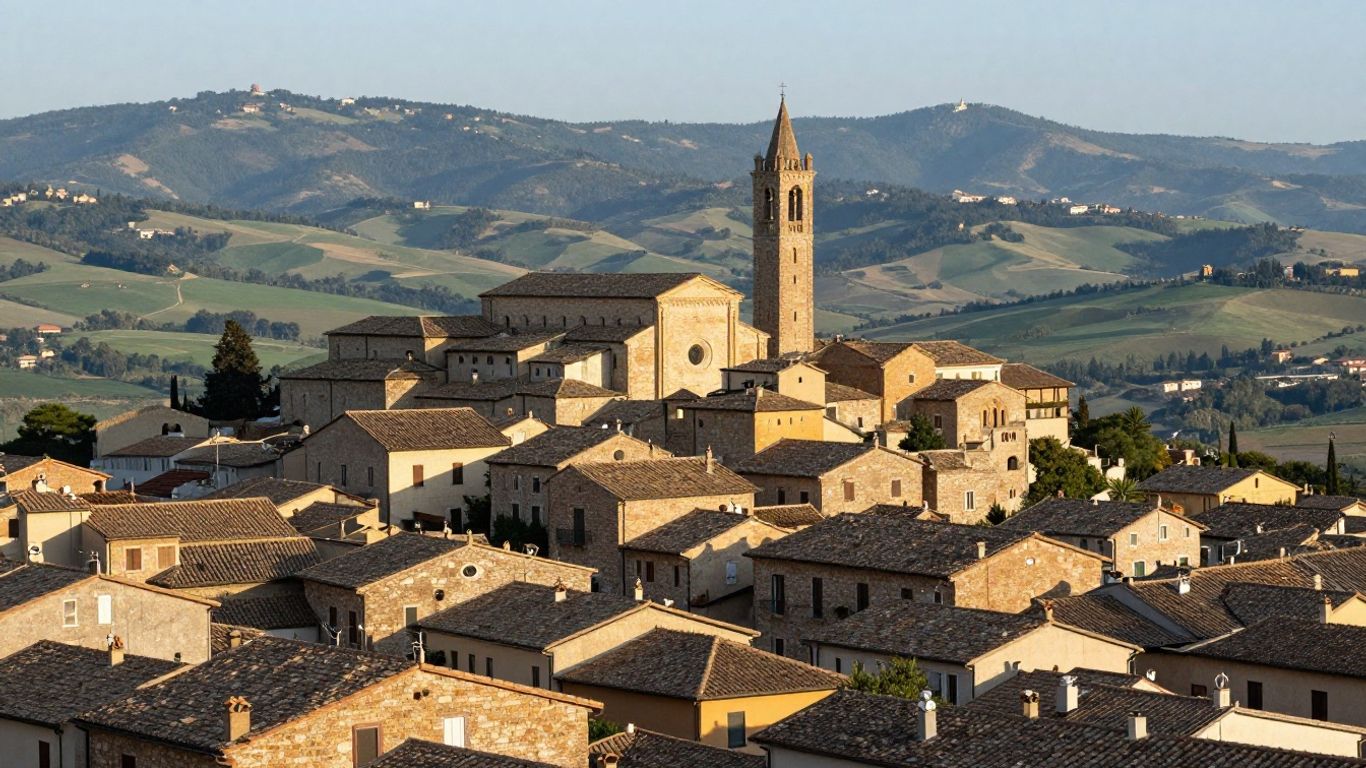 San Severino Marche rooftops and green hills