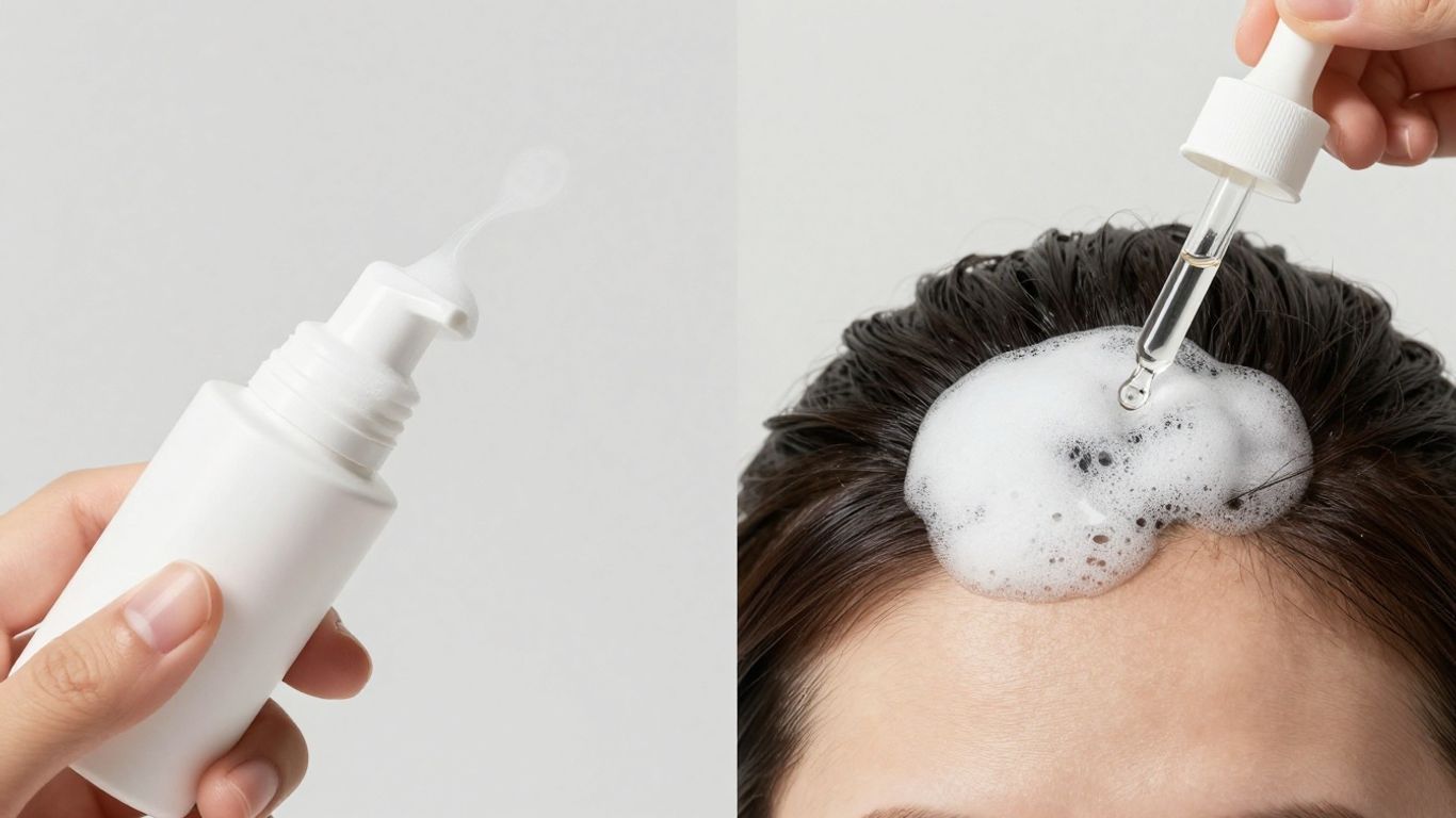 Foam vs. liquid minoxidil application for hair growth.
