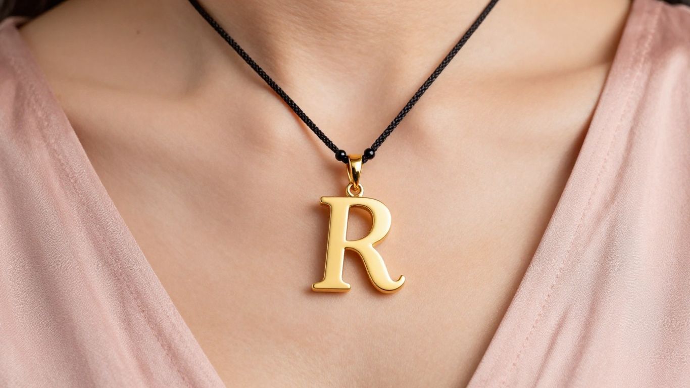 Personalized initial mangalsutra with gold pendant