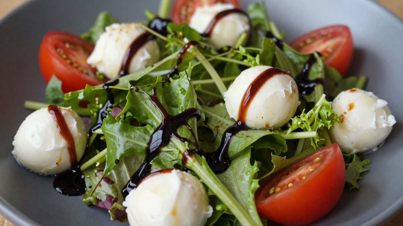 Balsamic glaze drizzled over a fresh salad.