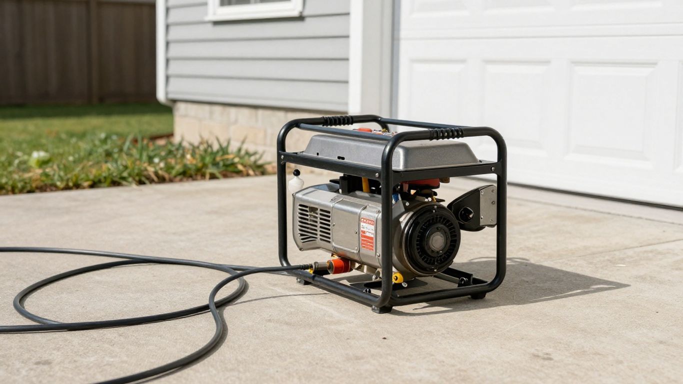 Generator connected to a house exterior