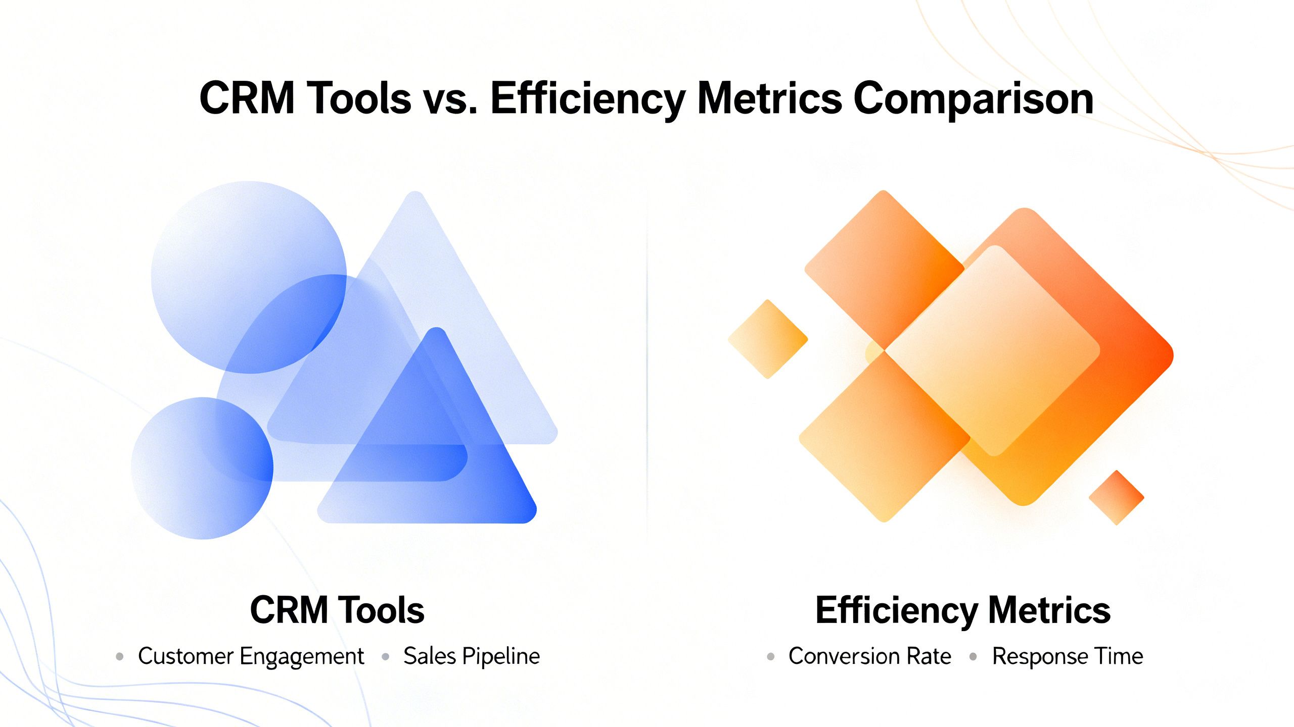 Abstract illustration of a comparison chart contrasting CRM tools and efficiency metrics