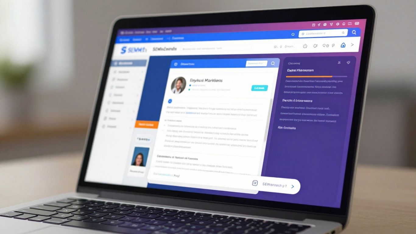 SEMrush software interface on a laptop screen.
